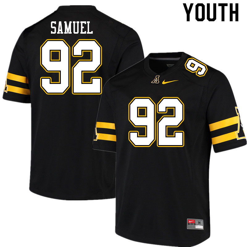 Youth #92 Markell Samuel Appalachian State Mountaineers College Football Jerseys Sale-Black - Click Image to Close